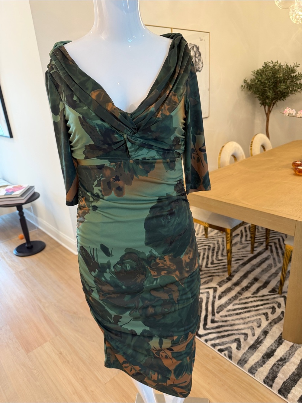 Colleen Lopez Green Rose Printed Dress